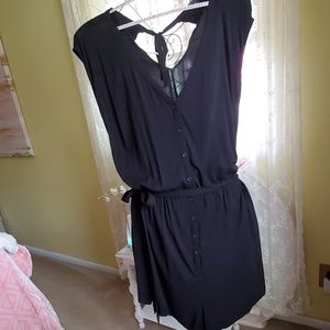 All black button down romper with belt